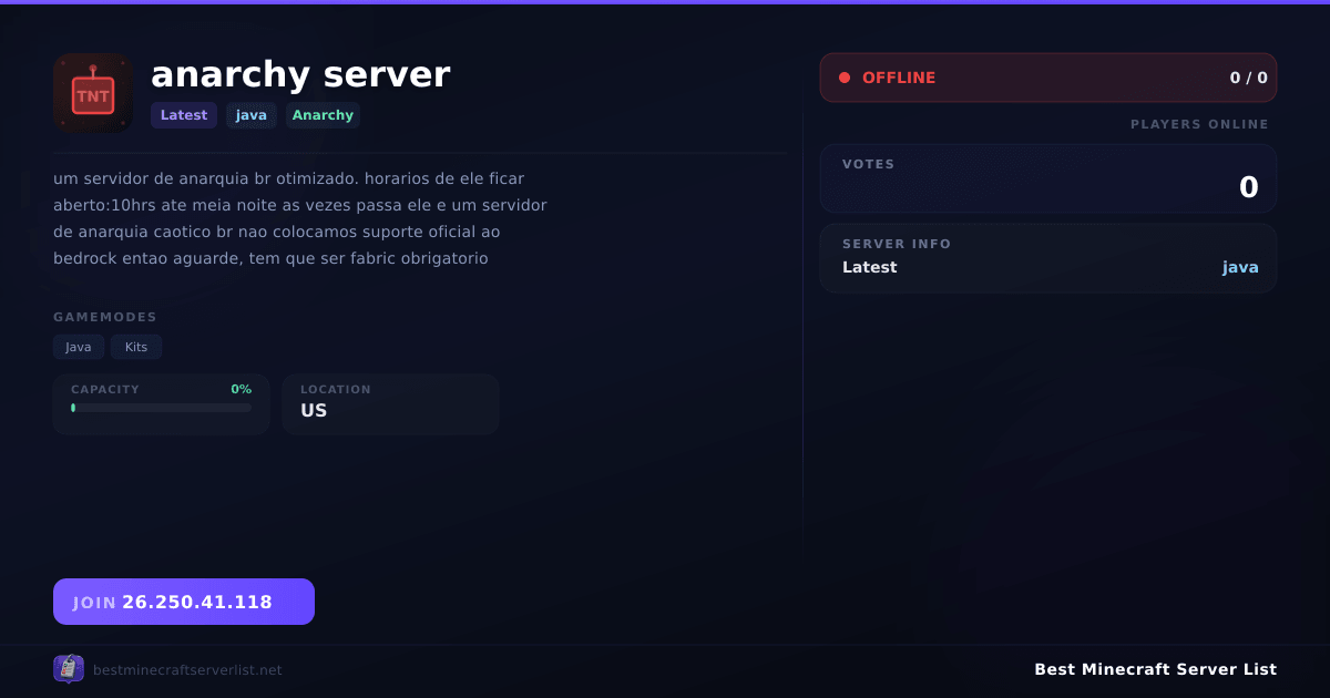 anarchy server - Server IP, Reviews and Vote Link | Best Minecraft ...