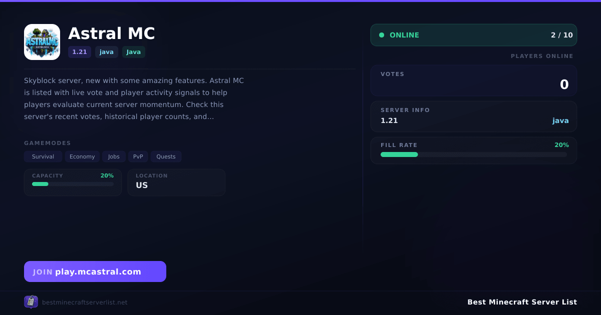 Astral MC (play.mcastral.com) | Best Minecraft Server List