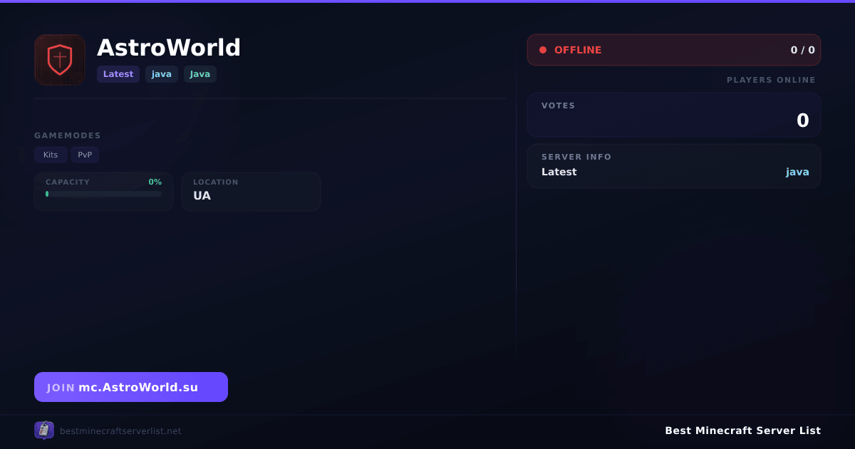 AstroWorld - Server IP, Reviews and Vote Link | Best Minecraft Server List