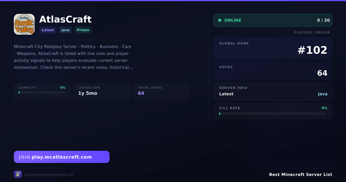 AtlasCraft (play.mcatlascraft.com) | Best Minecraft Server List