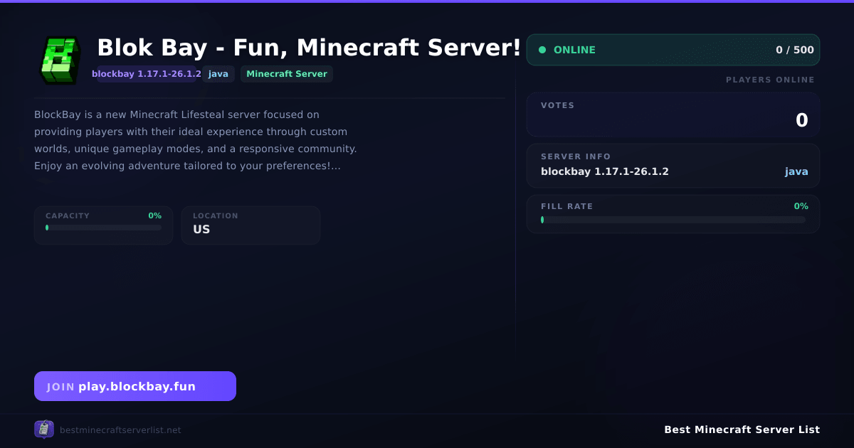 Blok Bay - Fun, Minecraft Server! Server IP — blockbay 1.17.1-26.1.2 ...