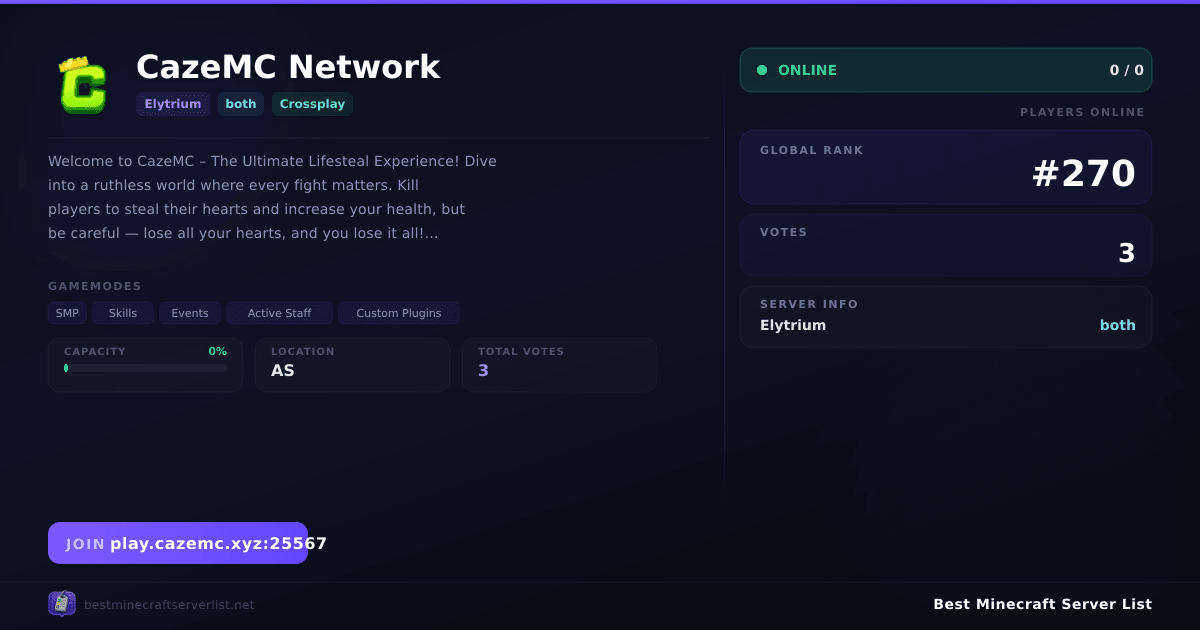 CazeMC Network (play.cazemc.xyz:25567) | Best Minecraft Server List