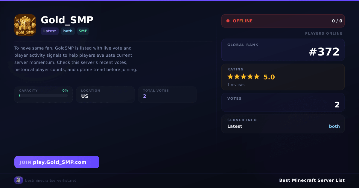 Gold_SMP (play.Gold_SMP.com) | Best Minecraft Server List