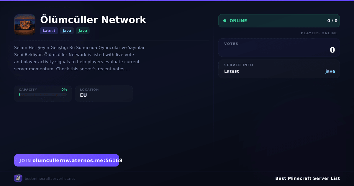 Ölümcüller Network - Server IP, Reviews and Vote Link | Best Minecraft ...