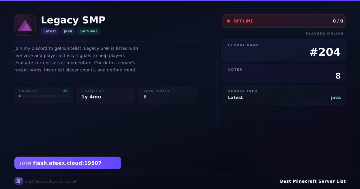 Legacy SMP (flash.ateex.cloud:19507) | Best Minecraft Server List