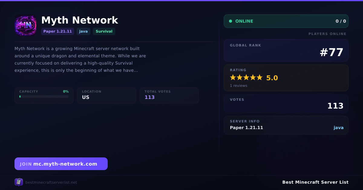 Myth Network (mc.myth-network.com) | Best Minecraft Server List