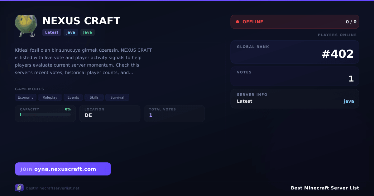 NEXUS CRAFT (oyna.nexuscraft.com) | Best Minecraft Server List