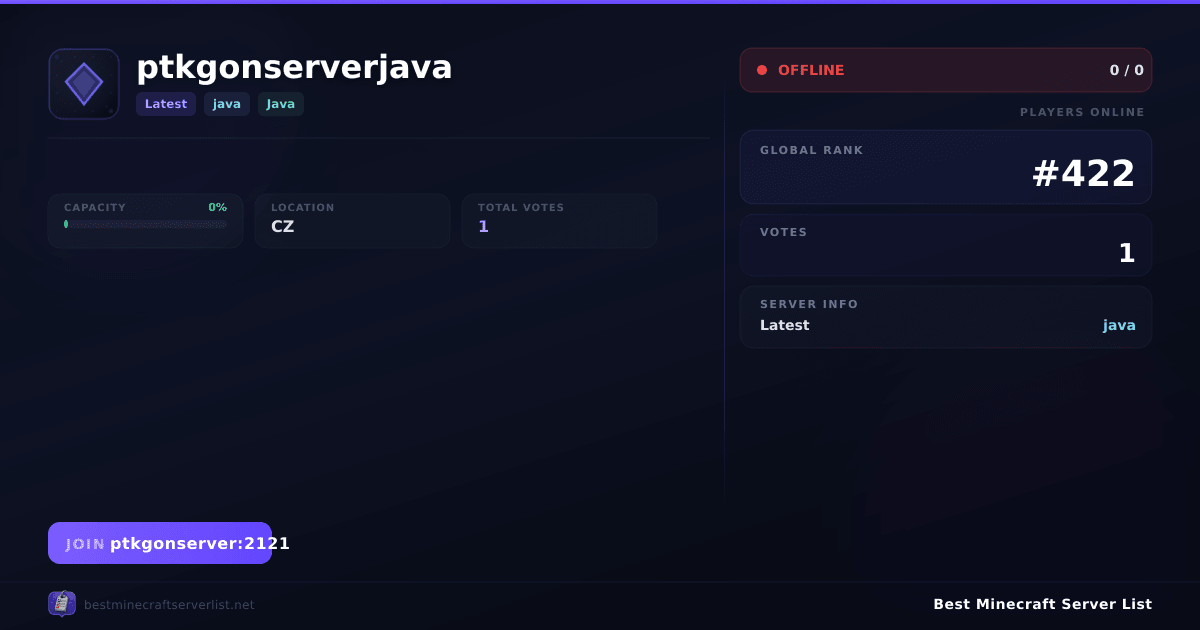 ptkgonserverjava Server IP — Latest Java Minecraft Server | Reviews & Vote