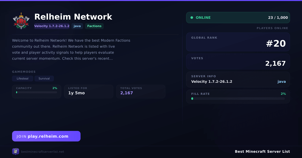 Relheim Network (play.relheim.com) | Best Minecraft Server List