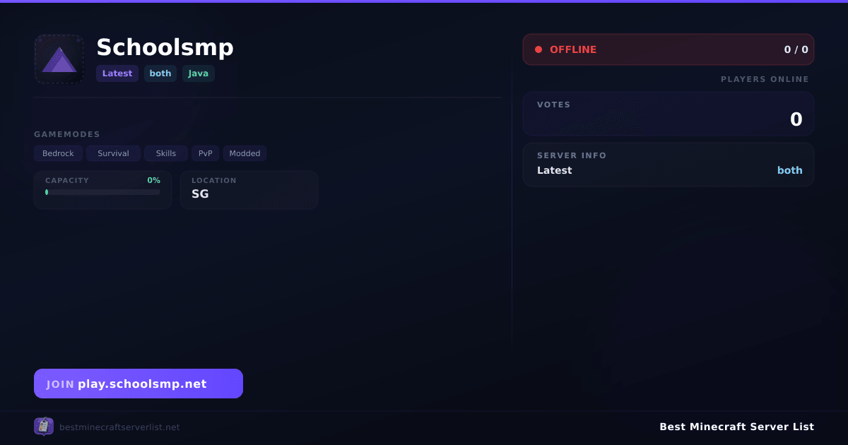 Schoolsmp (play.schoolsmp.net) | Best Minecraft Server List