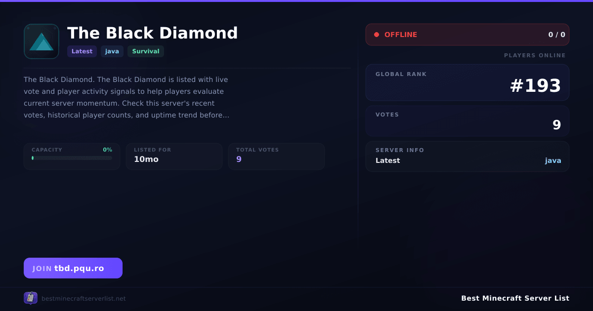 The Black Diamond - Server IP, Reviews and Vote Link | Best Minecraft ...
